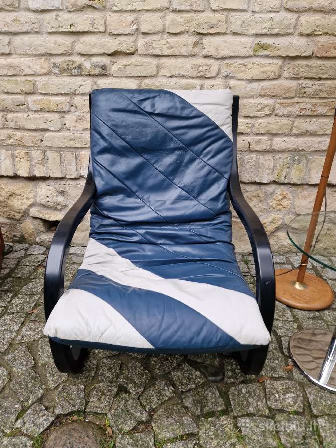 Vintažinis mid century odinis fotelis/šezlongas - nuotraukos Nr. 32