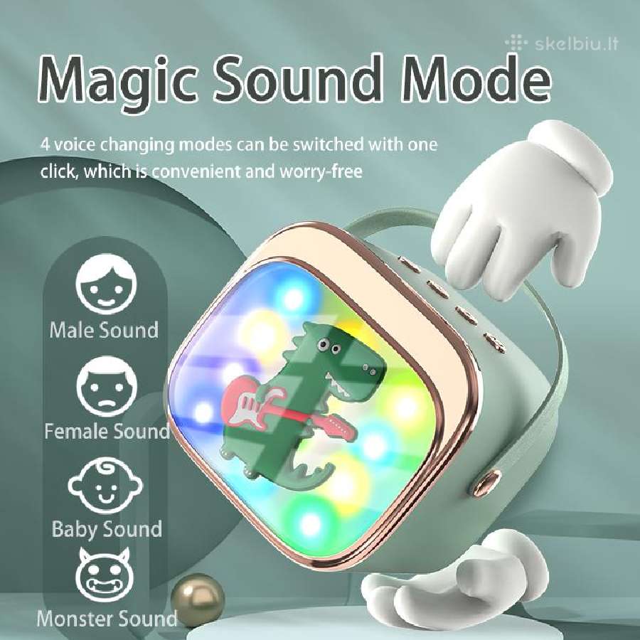 Vaikiška karaoke kolonėle Bluetooth +2 mikrofonai - nuotraukos Nr. 9