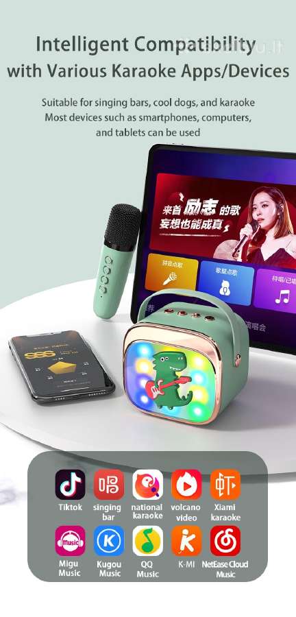 Vaikiška karaoke kolonėle Bluetooth +2 mikrofonai - nuotraukos Nr. 20
