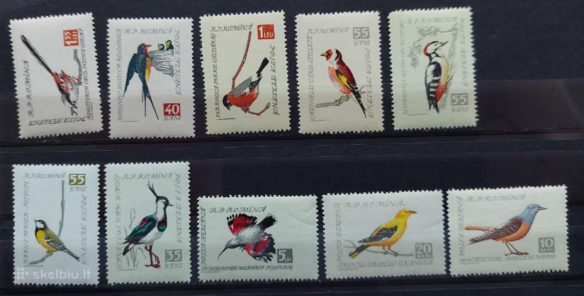 Rumunija 1959 paukščiai, švarus, Michel 1780-1789