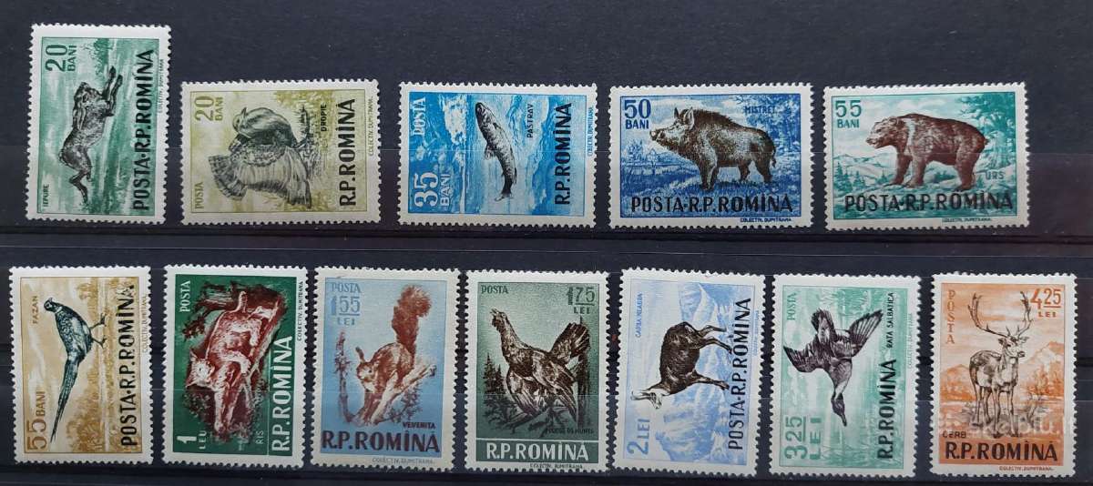 Rumunija 1956 fauna, švarus, Michel 1565-1576