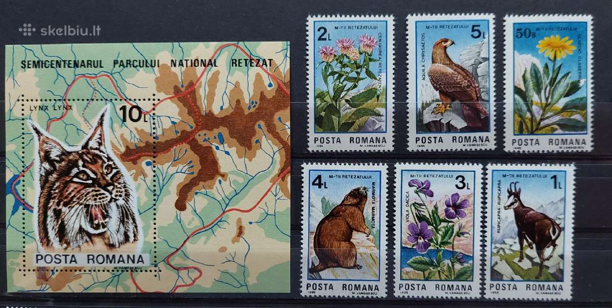 Rumunija 1985 gamta, švarus, Michel 4172-4177block