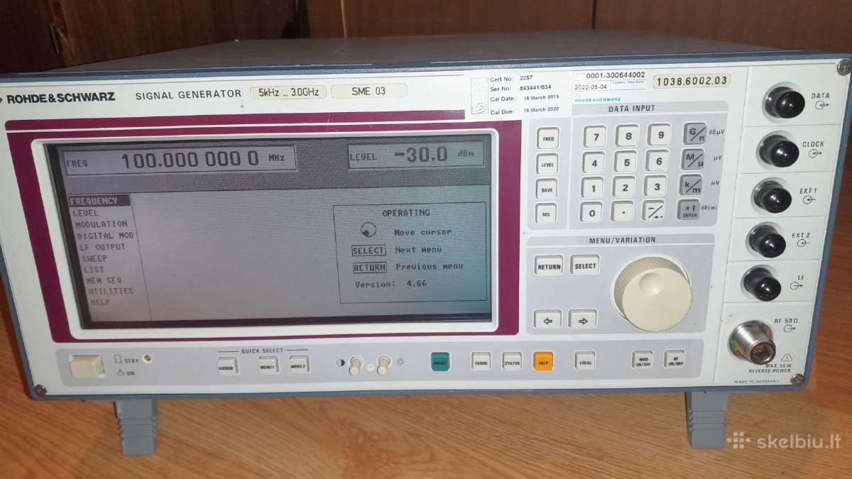 Signalų generatorius Rohde Schwarz Sme03