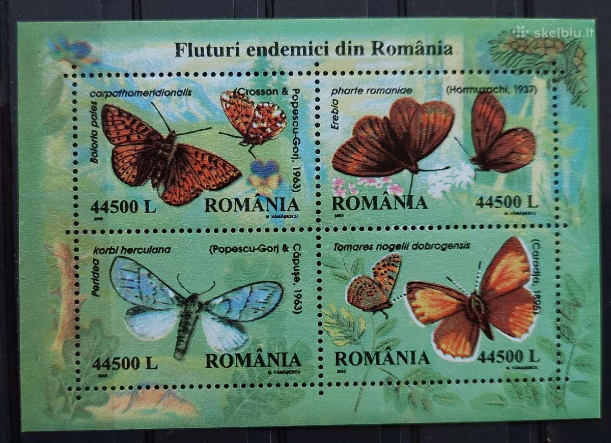 Rumunija 2002 drugeliai, švarus, Michel block322