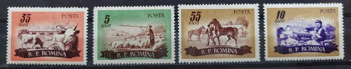 Rumunija 1955 žemes ūkis, švarus, Michel 1551-1554