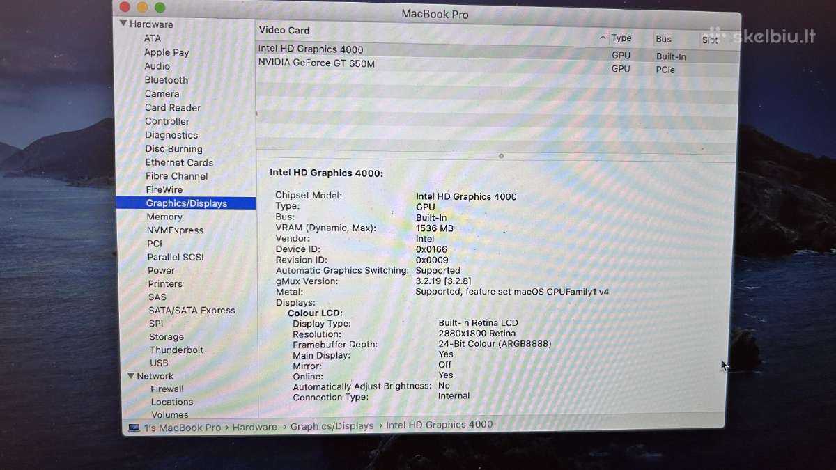Parduodu Apple MacBook Pro 2012 - nuotraukos Nr. 7