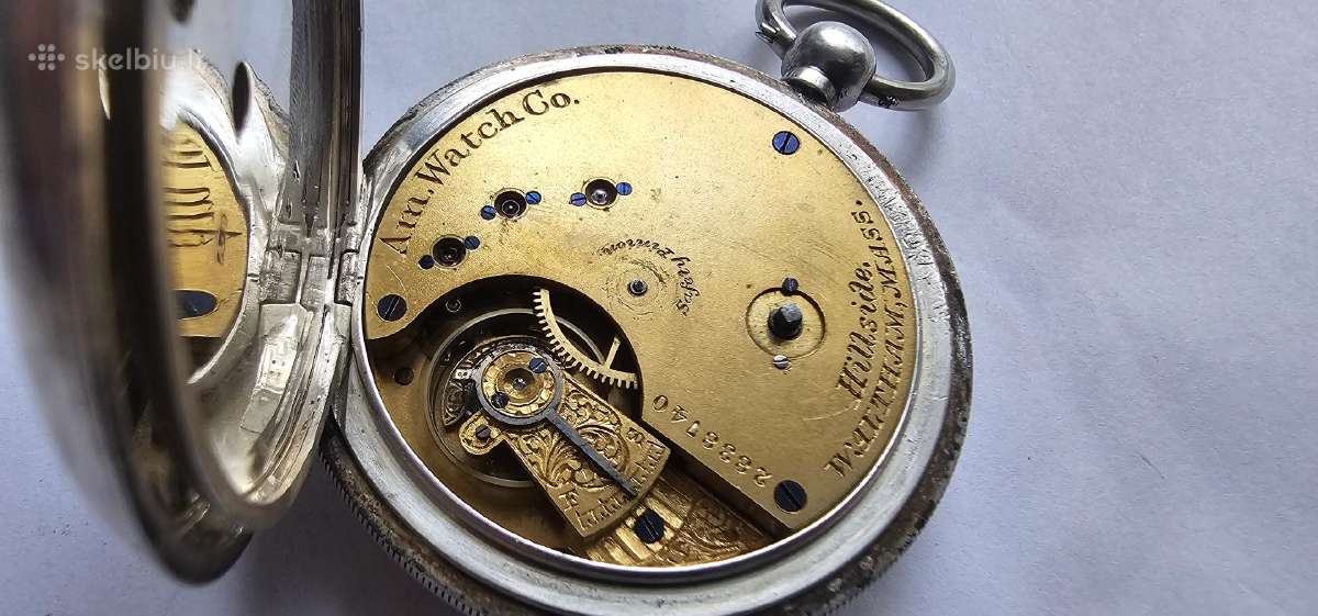1886 Sidabrinis kiseninis laikrodis Waltham - nuotraukos Nr. 7