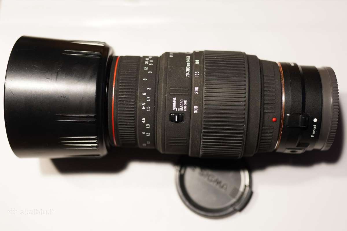 Objektyvas Sigma 70-300mm Apo Dg +adapteriai