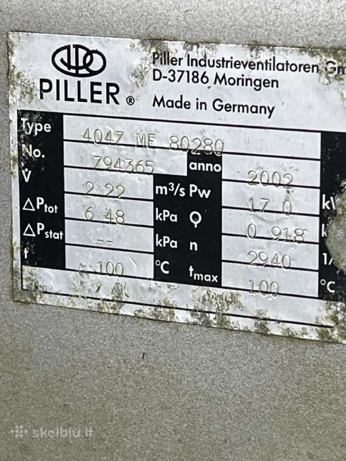 Piller Galingas išcentrinis ventiliatorius - nuotraukos Nr. 9
