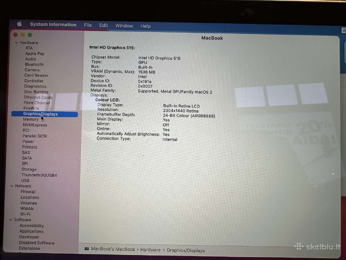 MacBook 12 2016 M3-6y30/8/256/cycle 501 - nuotraukos Nr. 5
