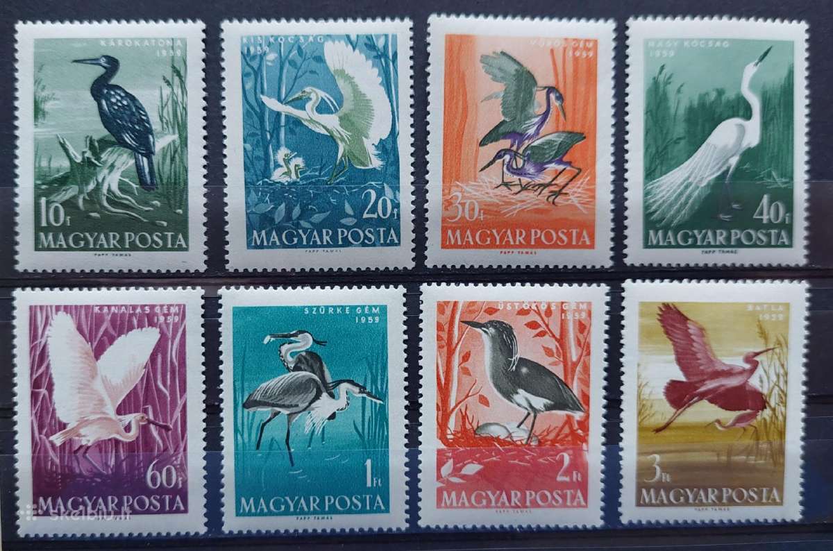 Vengrija 1959 paukščiai, švarus, Michel 1593a-1600