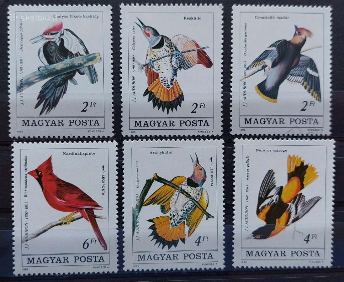 Vengrija 1985 paukščiai, švarus, Michel 3760a-3765