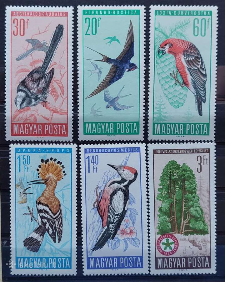 Vengrija 1966 paukščiai, švarus, Michel 2231a-2236
