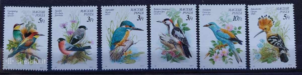 Vengrija 1990 paukščiai, švarus, Michel 4069a-4074