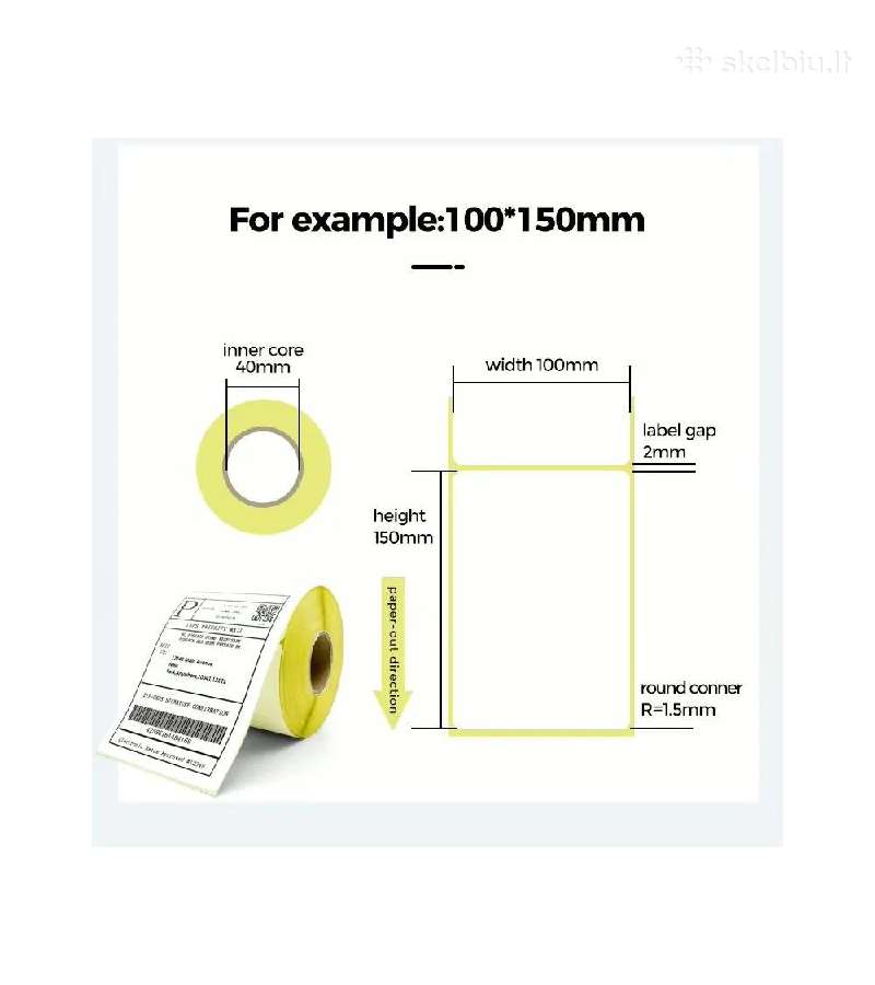 Lipnios etiketės - termo popierius 100150mm (250v - nuotraukos Nr. 6