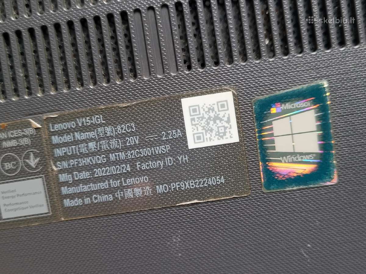 Lenovo v15 igl 82c3 15.6 intel 8gb 256gb 512mb uhd - nuotraukos Nr. 12