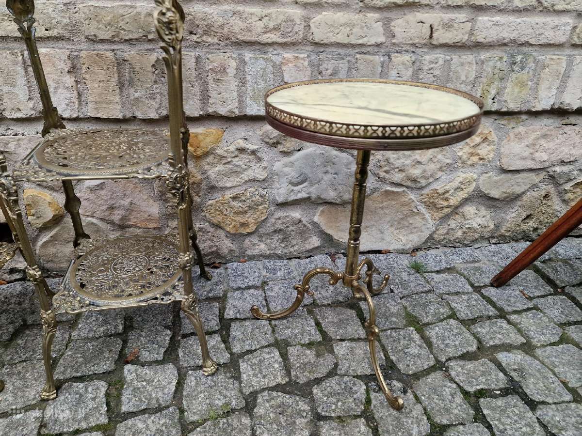 Vintažinis žalvarinis staliukas su oniksu - nuotraukos Nr. 8