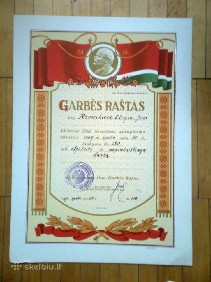 Lietuvos Tsr soc. aprupinimo garbes rastai 1960 m. - nuotraukos Nr. 5