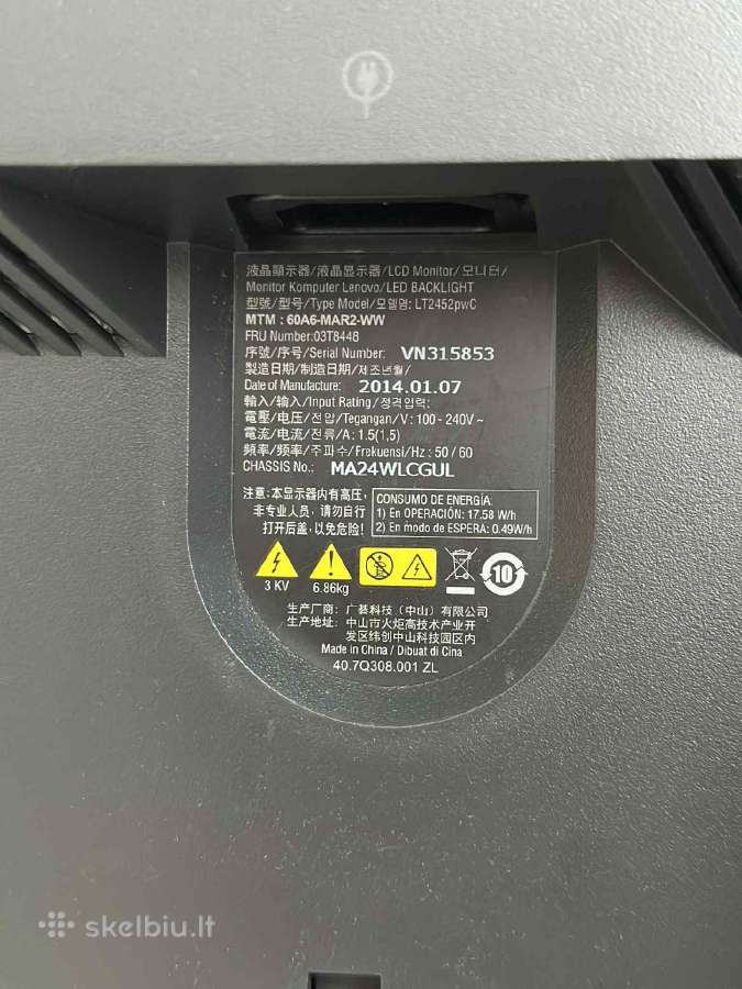 Lenovo 24 coliu monitorius 1920x1200 Ips - nuotraukos Nr. 5