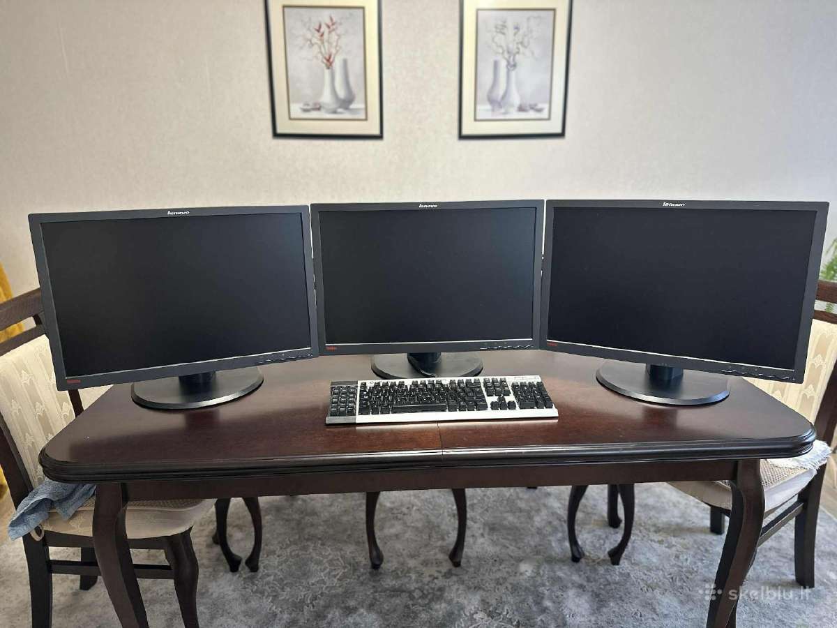 Lenovo 24 coliu 3 monitoriu setupas 1920x1200 ips