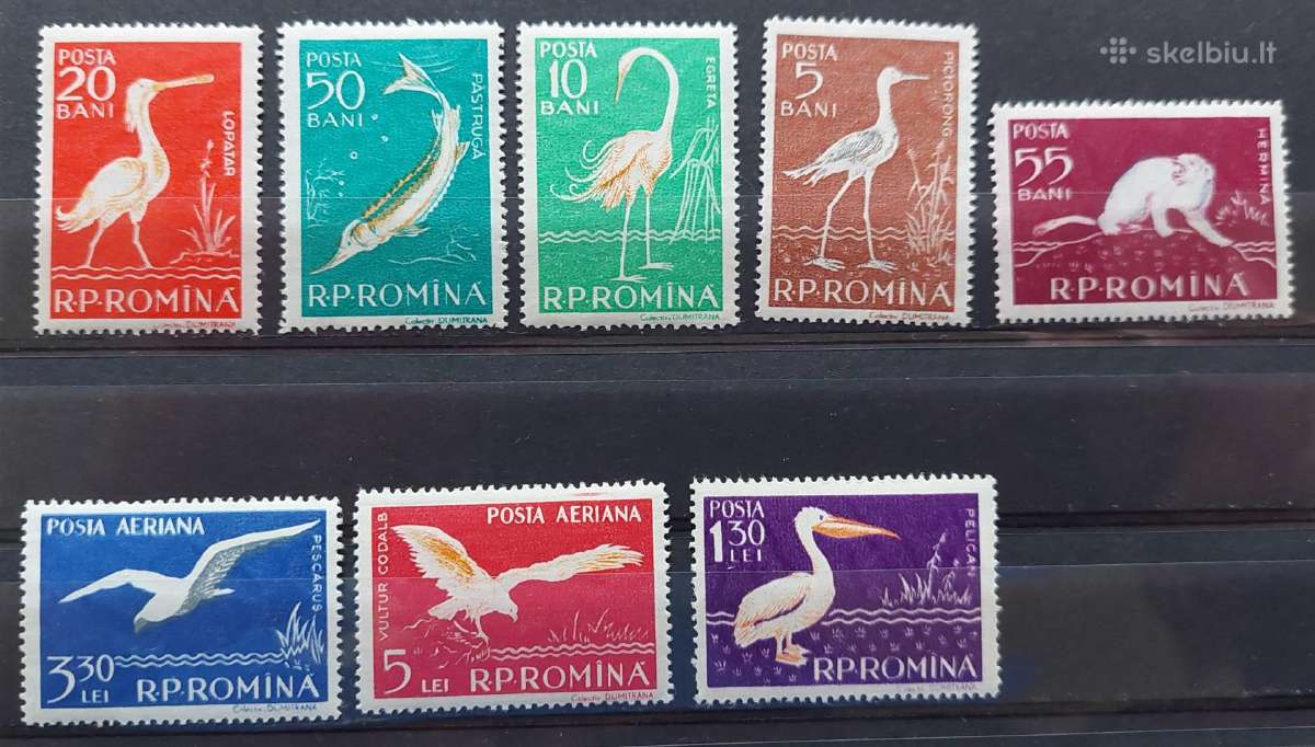 Rumunija 1957 fauna, švarus, Michel 1686-1693