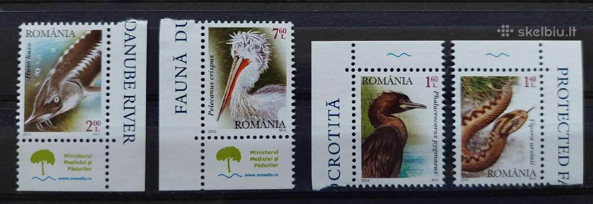 Rumunija 2010 fauna, švarus, Michel 6445-6448
