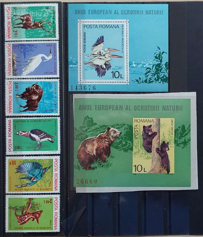 Rumunija 1980 fauna, švarus, Michel 3705-3710block