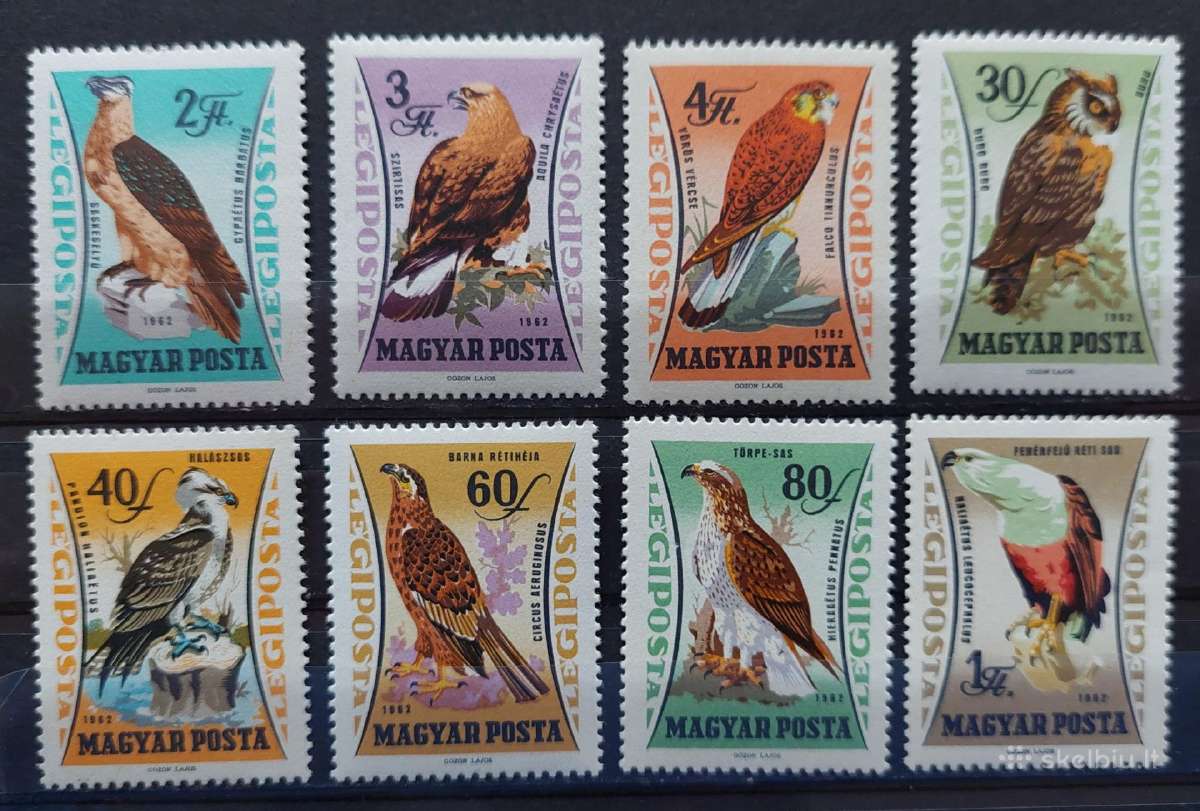 Vengrija 1962 ereliai , švarus, Michel 1881a-1888a