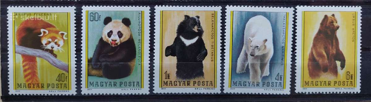 Vengrija 1977 gyvūnai , švarus, Michel 3243a-3247a