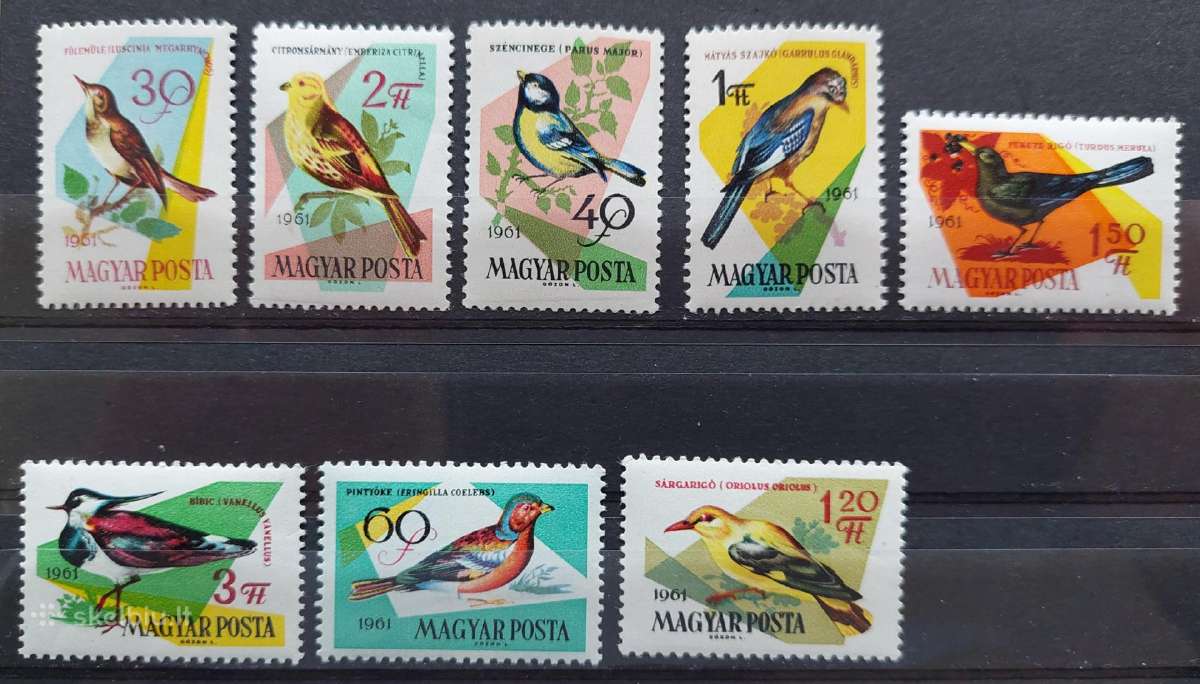 Vengrija 1961 paukščiai, švarus, Michel 1808a-1815