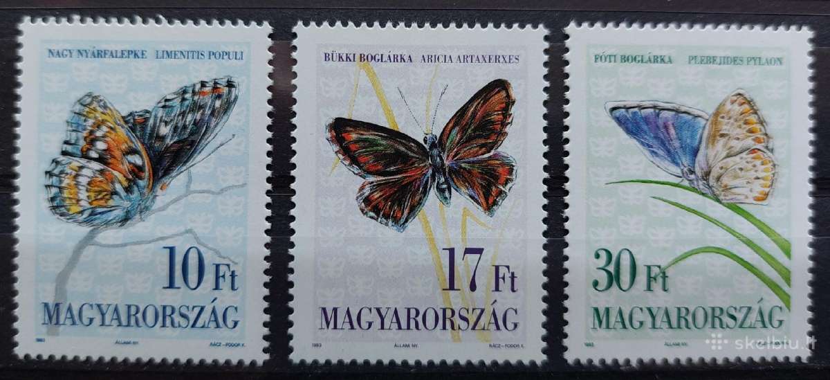 Vengrija 1993 drugeliai, švarus, Michel 4251-4253