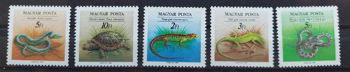 Vengrija 1989 reptilijos, švarus, Michel 4035a-403