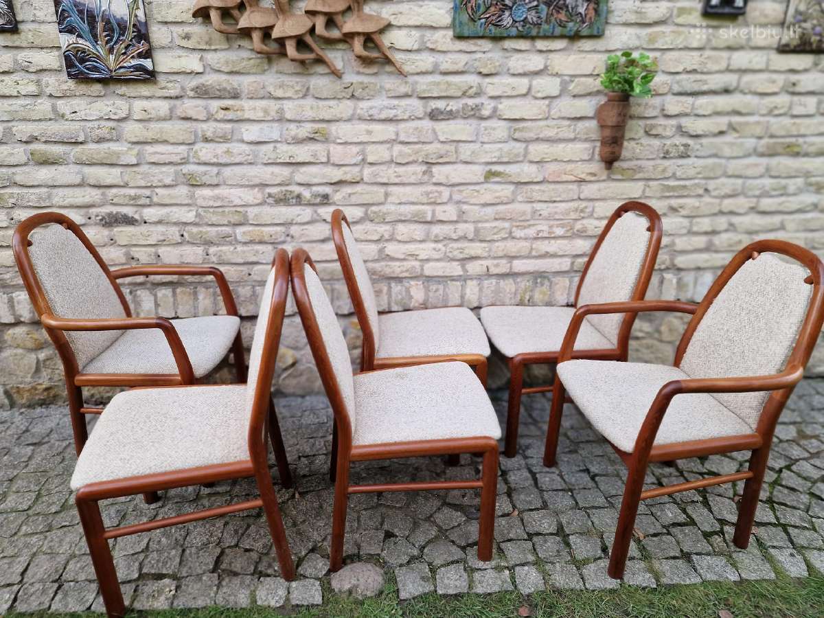 Vintažinės mid century tikmedžio kėdės