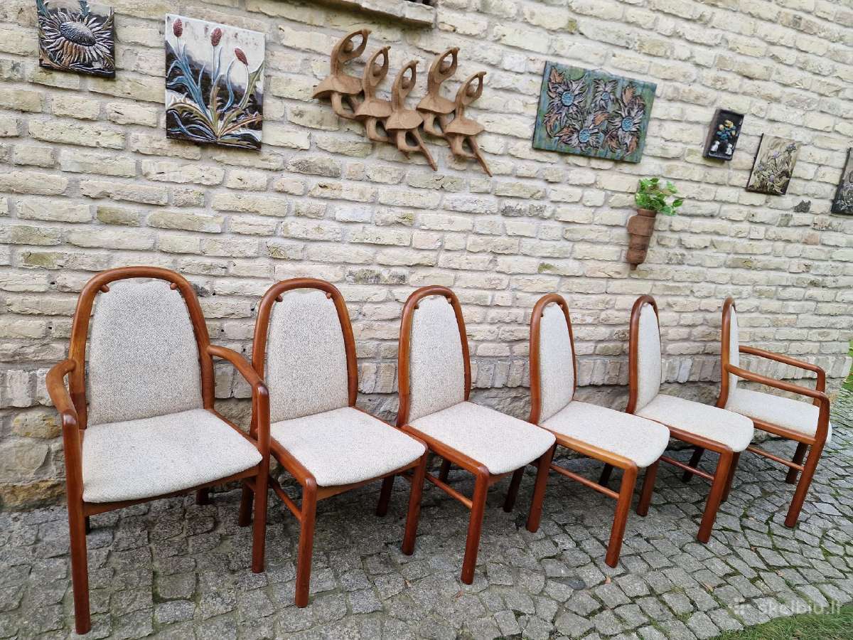 Vintažinės mid century tikmedžio kėdės - nuotraukos Nr. 9