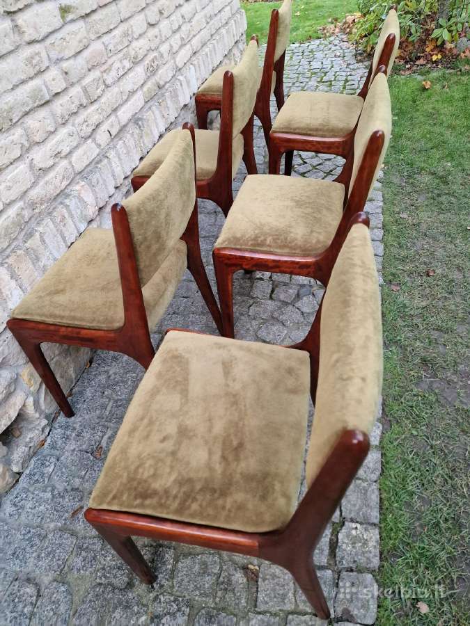 Vintažinės mid century raudonmedžio kėdės - nuotraukos Nr. 5