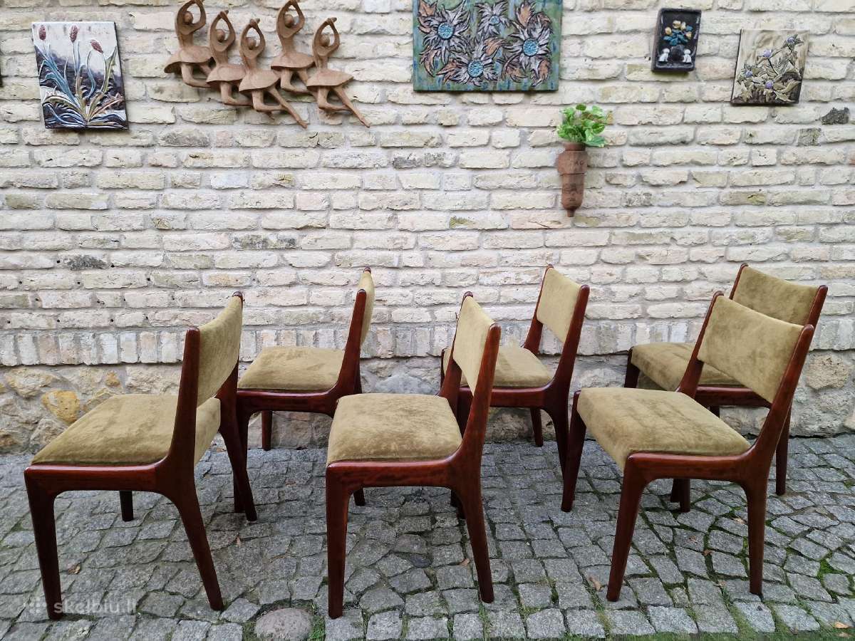 Vintažinės mid century raudonmedžio kėdės - nuotraukos Nr. 9