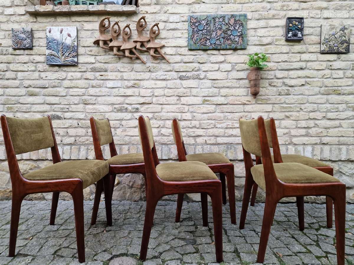 Vintažinės mid century raudonmedžio kėdės - nuotraukos Nr. 12