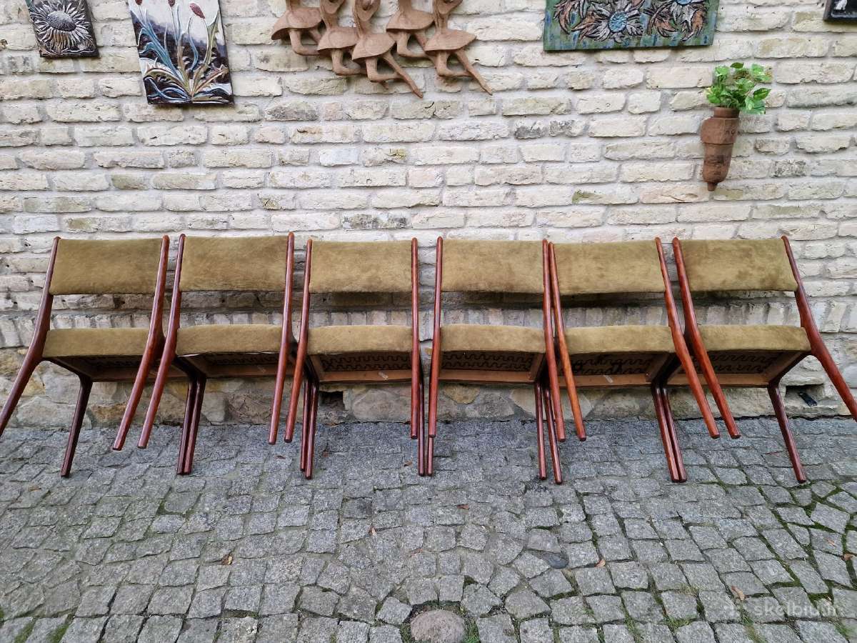 Vintažinės mid century raudonmedžio kėdės - nuotraukos Nr. 33