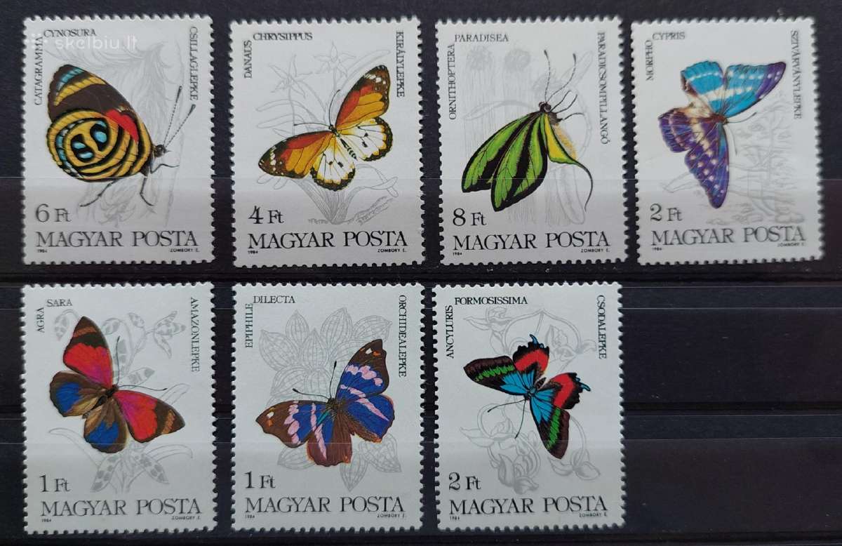 Vengrija 1984 drugeliai , švarus, Michel 3681a-368