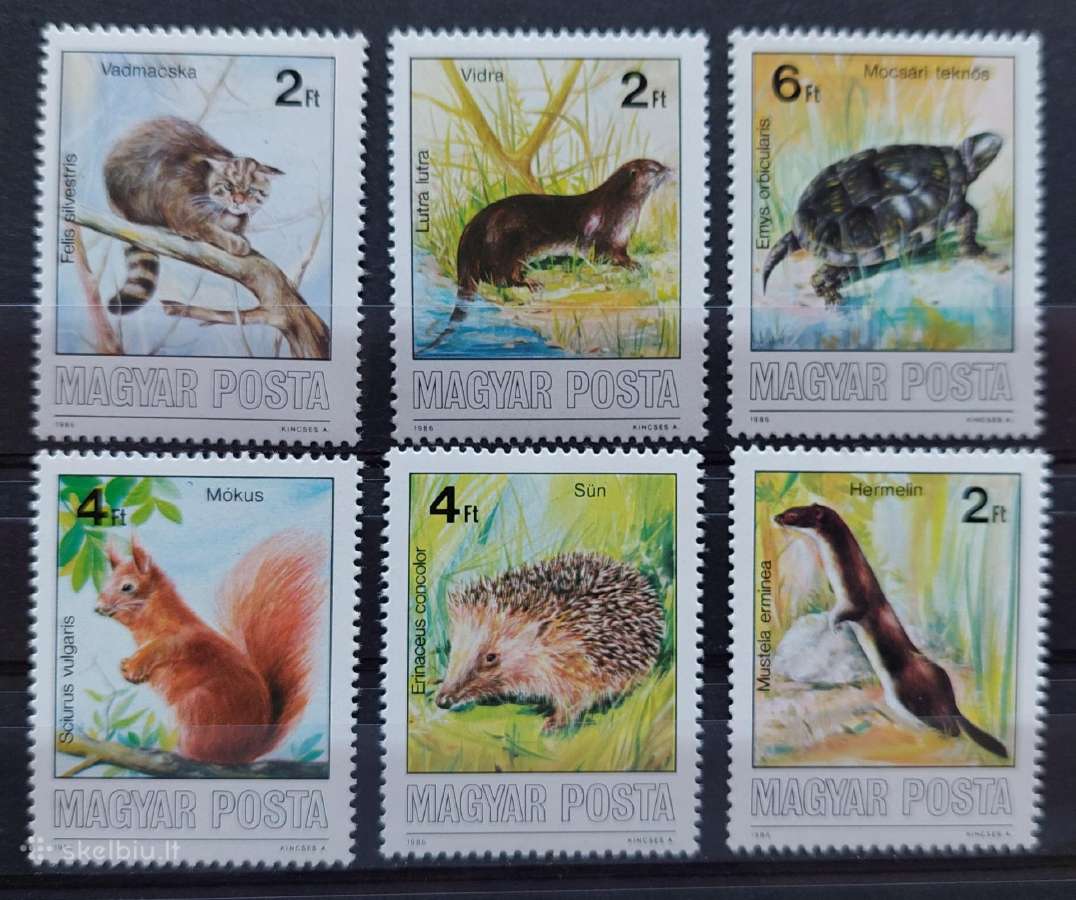 Vengrija 1986 gyvūnai, švarus, Michel 3860a-3865a