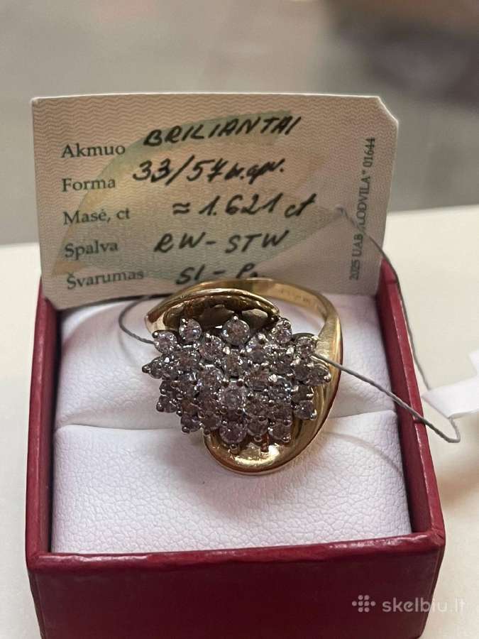 Auksinis žiedas su briliantais