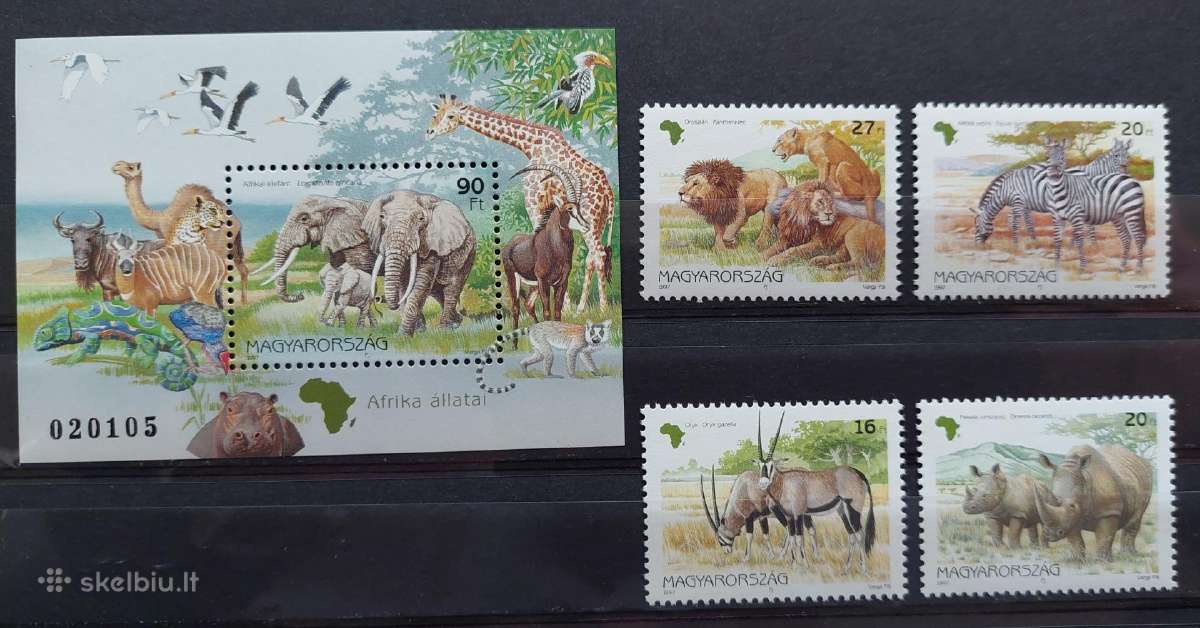 Vengrija 1997 gyvūnai, švarus, Michel 4450-4453 bl