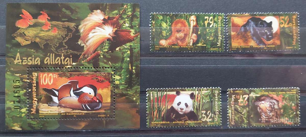 Vengrija 1999 fauna, švarus, Michel 4544-4547 bloc