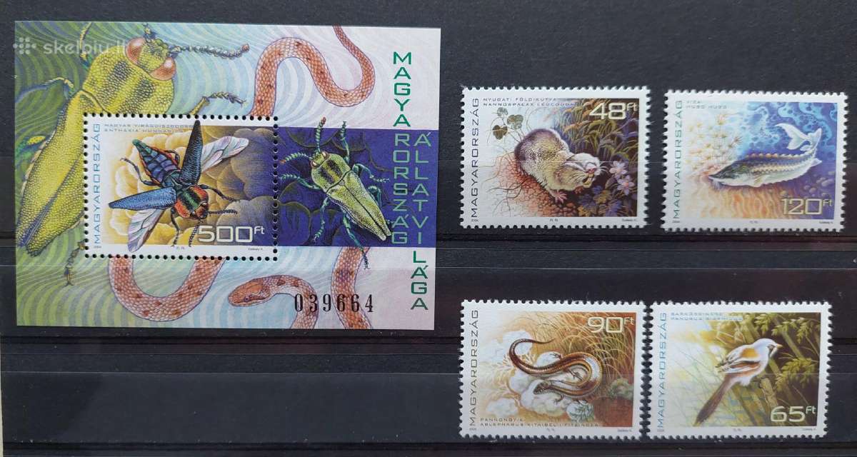 Vengrija 2004 fauna, švarus, Michel 4856-4859 bloc