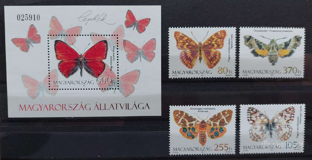 Vengrija 2011 drugeliai, švarus, Michel 5520-5523