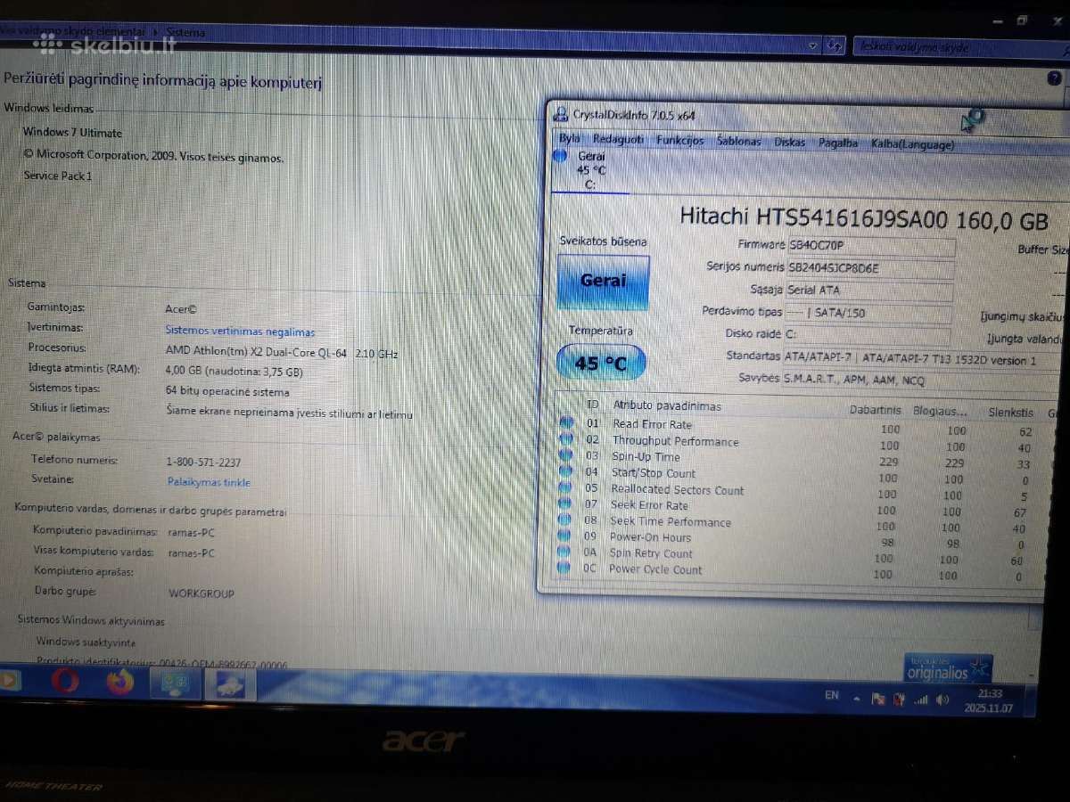 Acer Aspire 5536 - nuotraukos Nr. 2