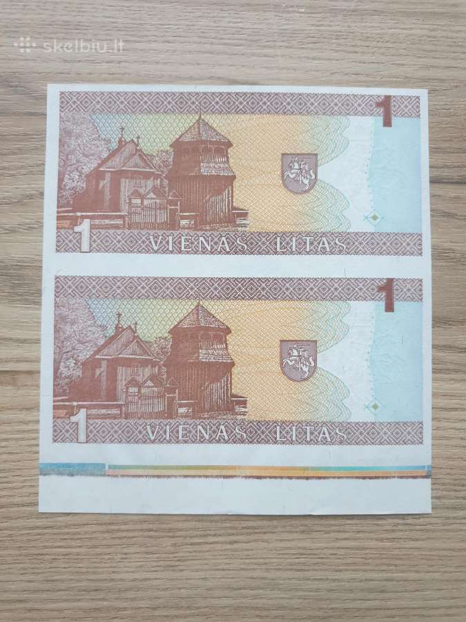 1994 metų dviguba Žemaitė 1 litas Unc - nuotraukos Nr. 2