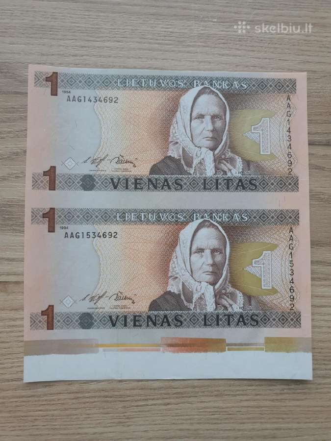 1994 metų dviguba Žemaitė 1 litas Unc