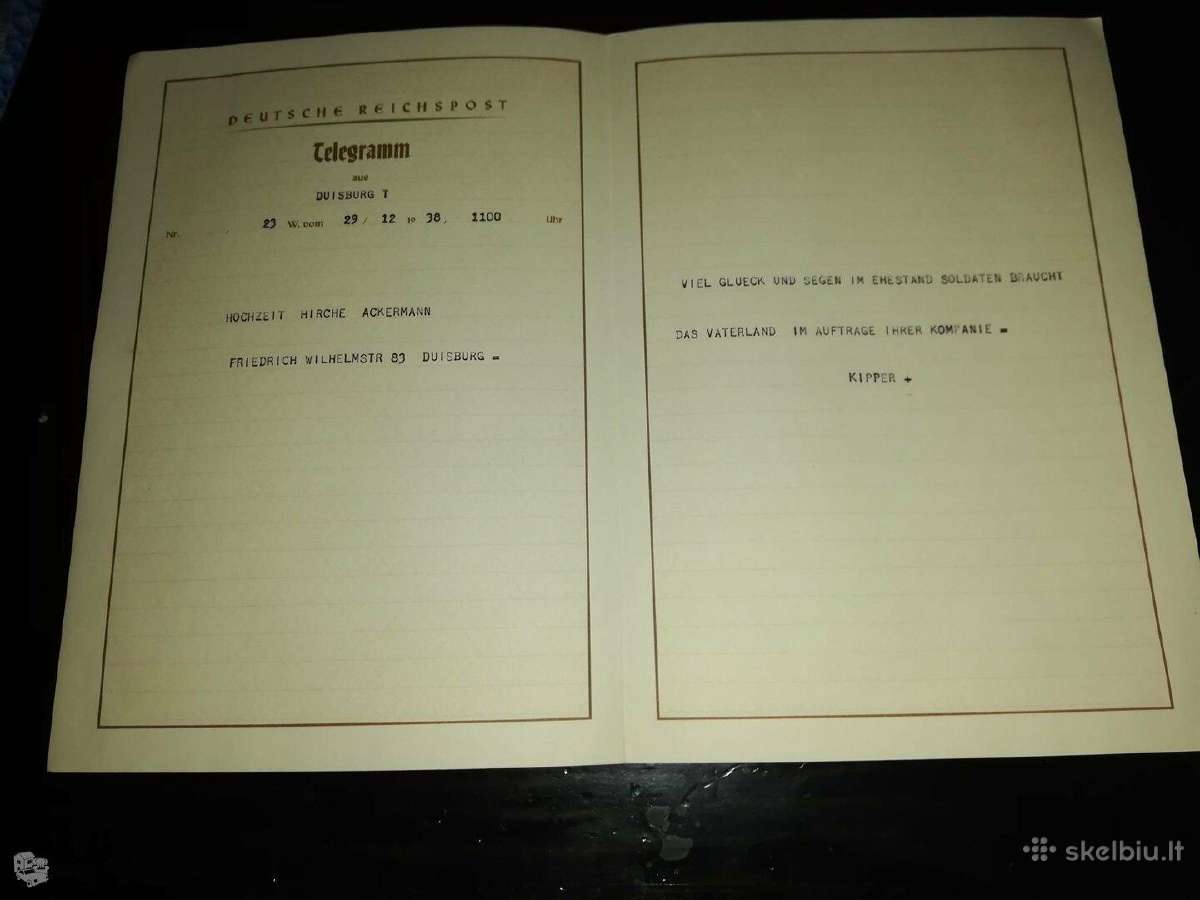 Ww2 vokiska telegrama - nuotraukos Nr. 3