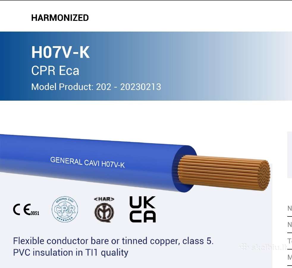 Kabelis 1x2,5mm2 H07v-k